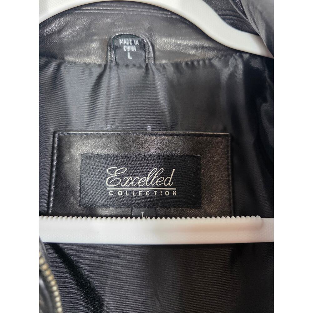 Excelled Collection Women's Black Genuine Leather Jacket Size Large Zip Front - Picture 5 of 5